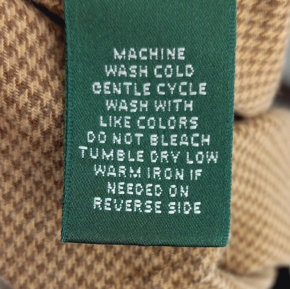 Lauren Ralph Lauren Pants Women's 8 Tan Brown Houndstooth Straight Leg Stretch - Picture 11 of 12